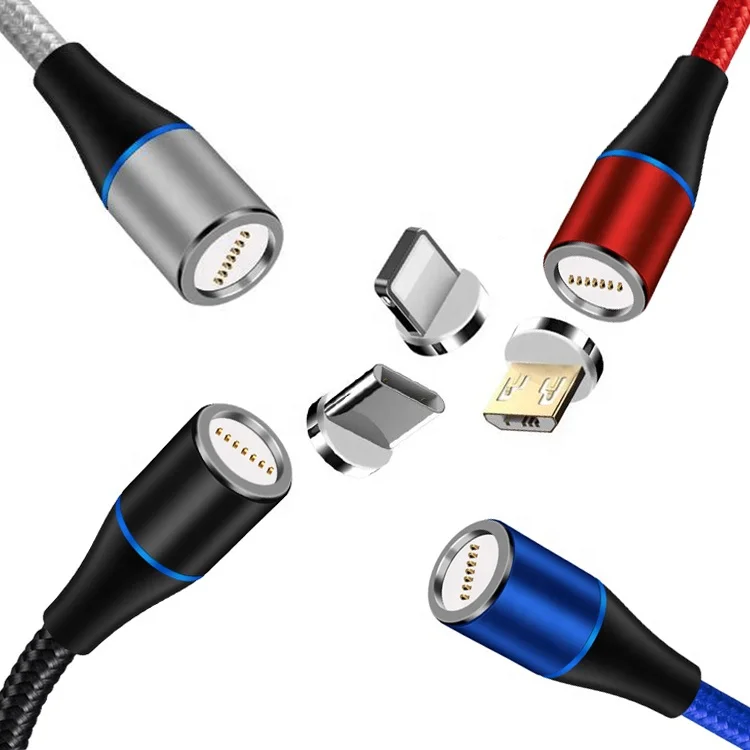 1 метр, автоматическое поглощение, нейлоновая оплетка, магнитное зарядное устройство usb 3 в 1, кабель