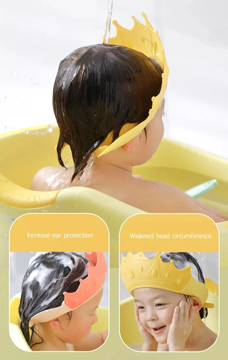 Baby Children Infant Crown Shampoo Cap Cartoon Waterproof Adjustable