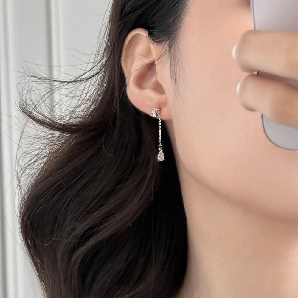 KAKODIY Fashion Fashion Design 925 Sterling Silver Earrings Tassel Pear Shape 5A Cubic Zirconia Shiny Stud Earrings Female Accessories detail 1