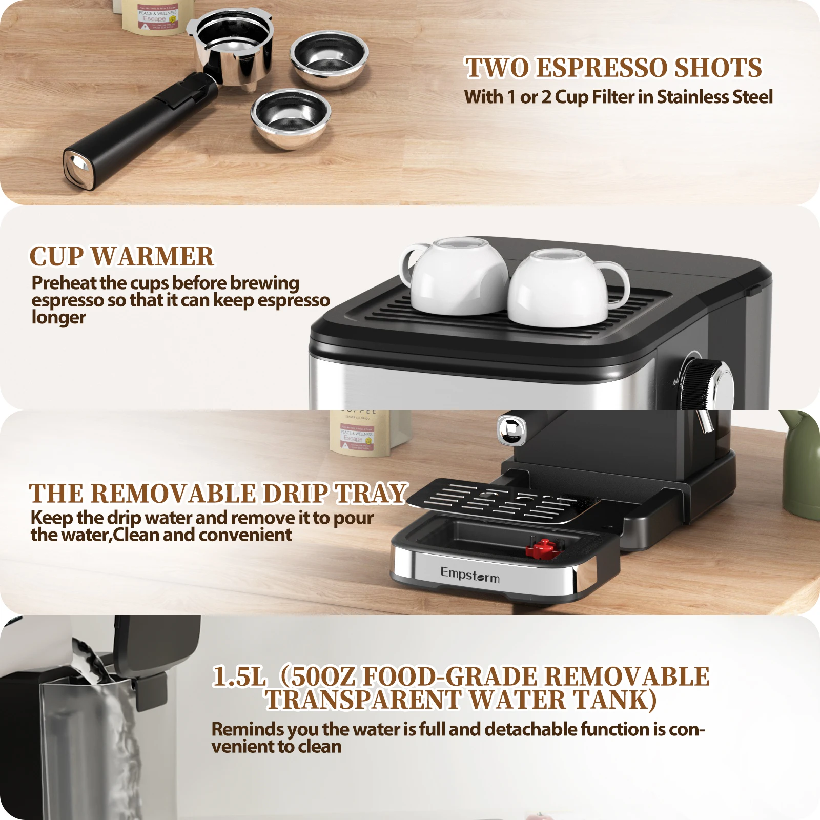 Best Selling Espresso Coffee Maker Italian Coffee Machine 15 Bar