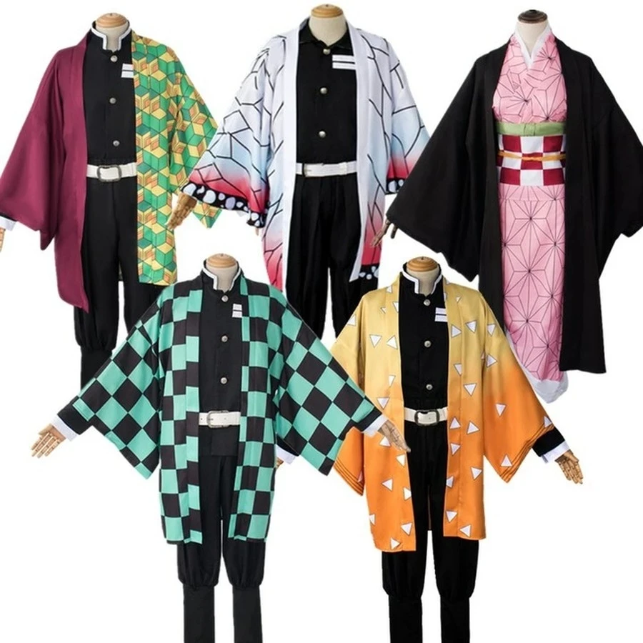 Womens Kamado Cosplay Costume Set Kimono