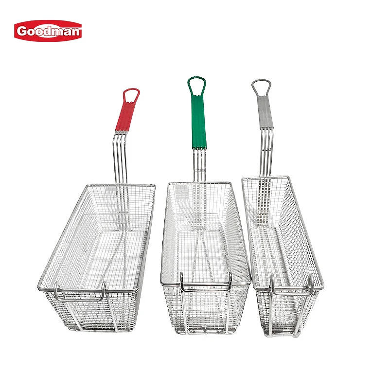 Commercial kitchen colanders strainers chips wire mesh frying baskets stainless steel fryer basket