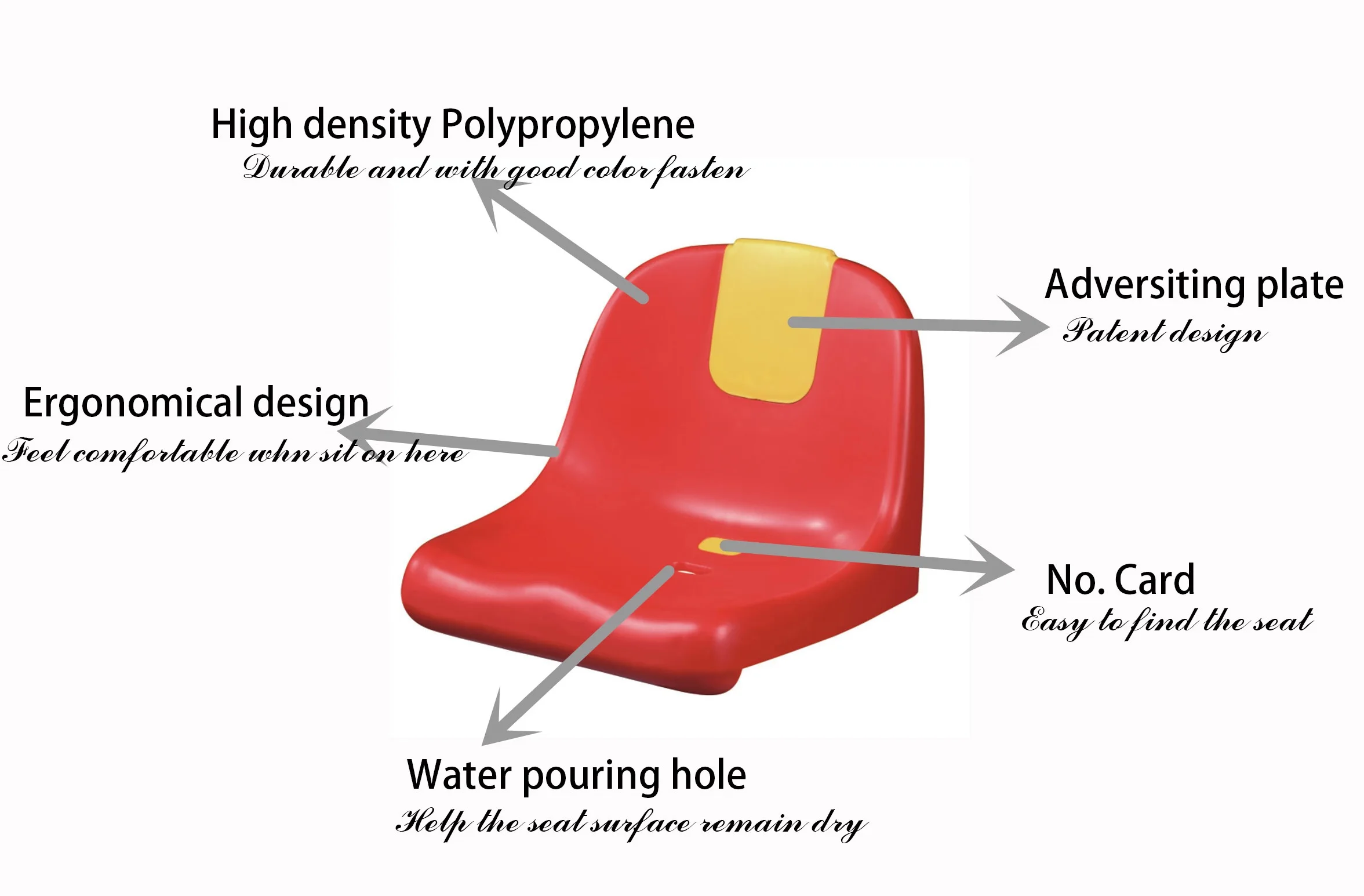 Outdoor Wall Mount Football Stadium Chair Seat Price Gym Seating For