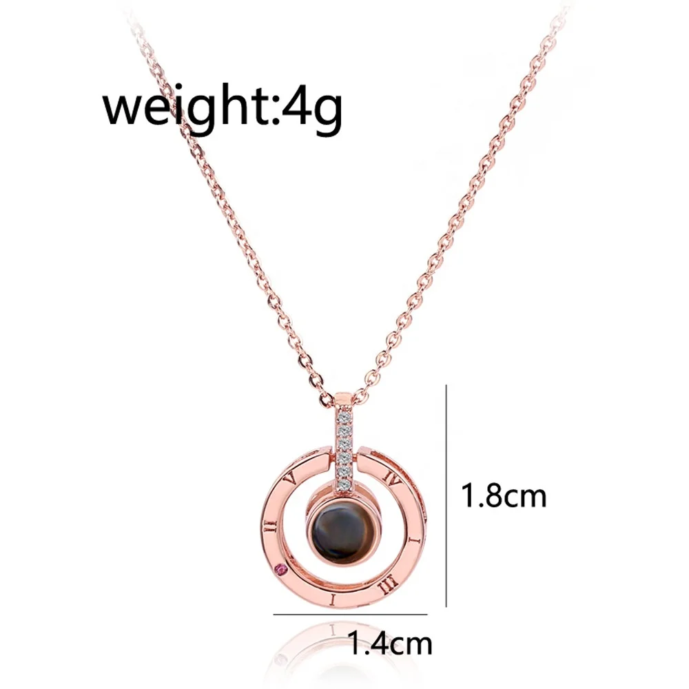 Custom 100 Different Languages I Love You Pendant Photo Projection Necklace Portrait Necklace for Valentines