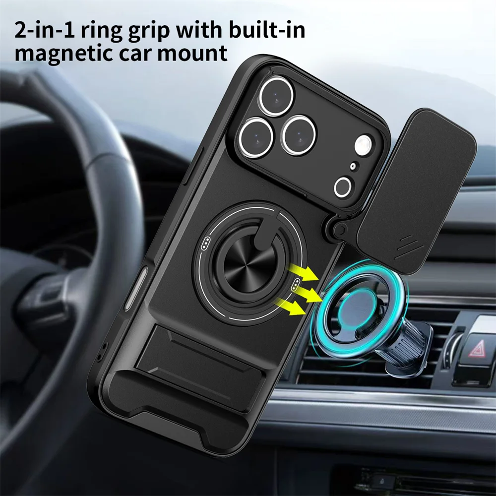 Magnetic Phone Case with Lens Protector & Stand