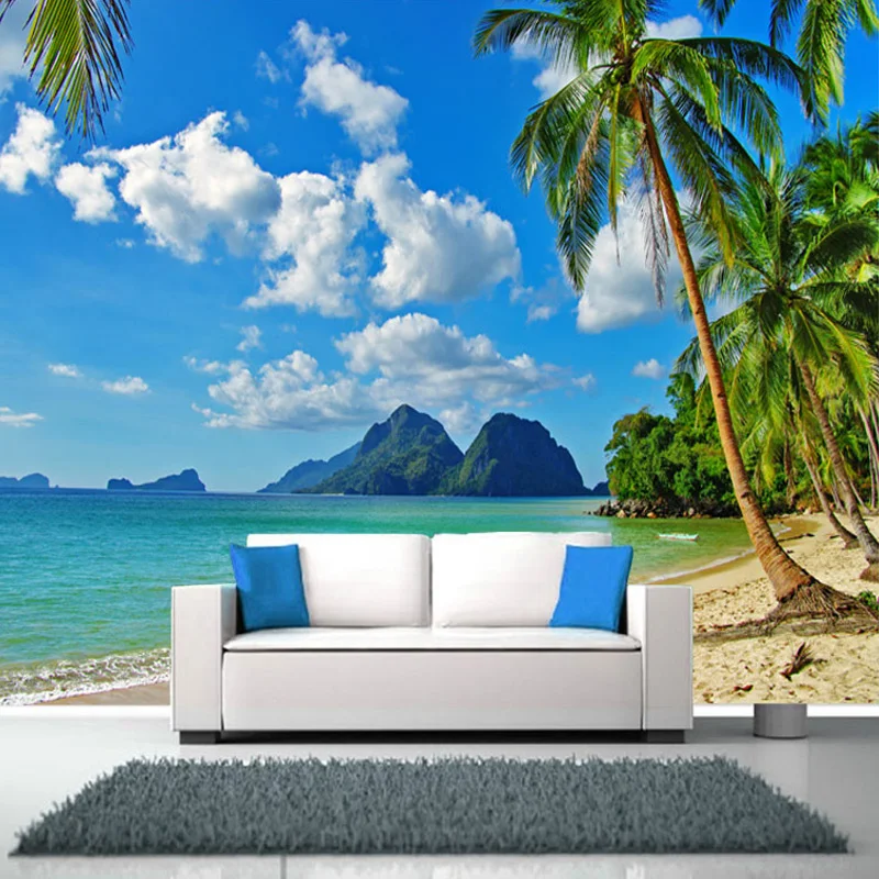 Customized Any Size Palm Beach Scenery Mural Wallpaper Bedroom Living Room Tv Background 3d Photo Wallpaper Roll Home Decoration Buy Customised Wallpaper Wallpaper Tools Glass Wallpaper Product On Alibaba Com