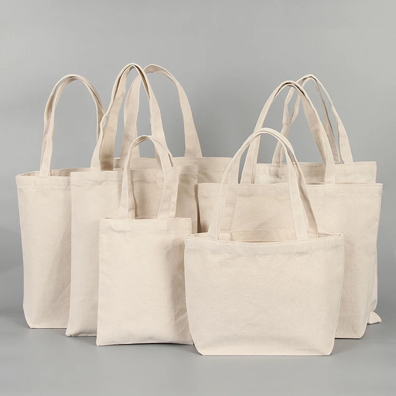 New White Canvas Shopping Bags Eco Reusable Foldable Shoulder Bag Large ...