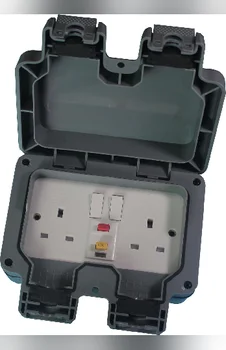 Lieber Silk White 2 Gang RCD Outdoor Power Socket 13Amp RCD