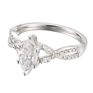 Custom 925 Sterling Silver Rings 5 Carats Marquise-shaped Diamond Sterling Sliver Mossanite Ring Women Fine Jewelry