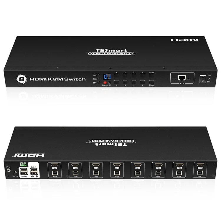 8 Port HDMI KVM Switch 4K30Hz Support RS232/LAN Control