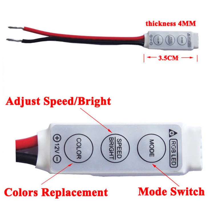 The Best Selling High Quality Light Strip Dimmer RGB LED Light Strip Mini 3-button Controller