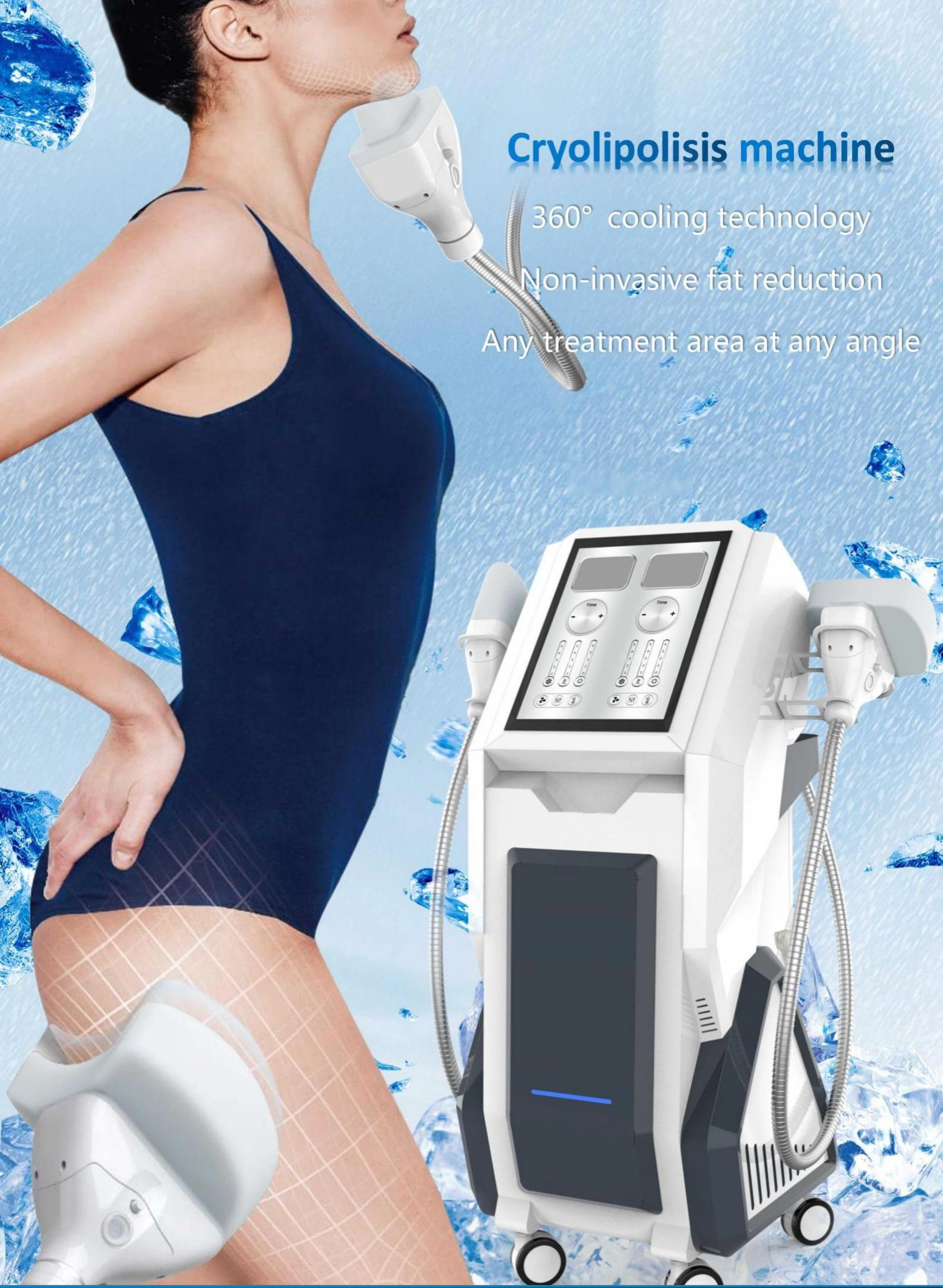 Newest 2021 Dual channel Diamond Ice Sculpture 360 Cryolipolysis machine with 6 probes