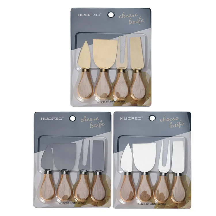 Набор из 4 ножей нержавеющей стали для резки сыра набор масла инструментов и торта нож с деревянной