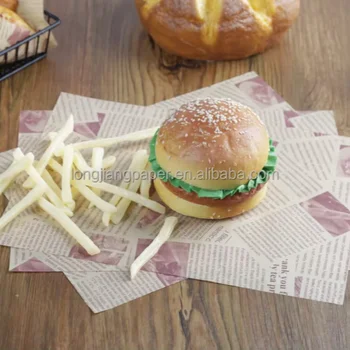 Custom Logo Printed Food Grade Hamburger Packaging Grease Proof Wax Sandwich Burger Paper