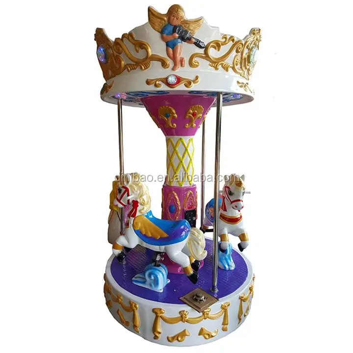 Wholesale Price High Quality 3 Players Kid Mini Angel Fiberglass Indoor Carousel Ride for Amusement Park & Shopping Mall