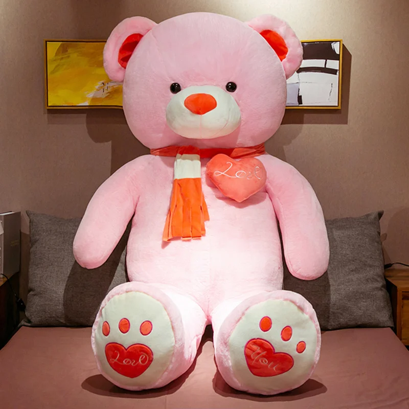 Giant Pink Teddy Bear Plush 120 CM with Scarf - Perfect