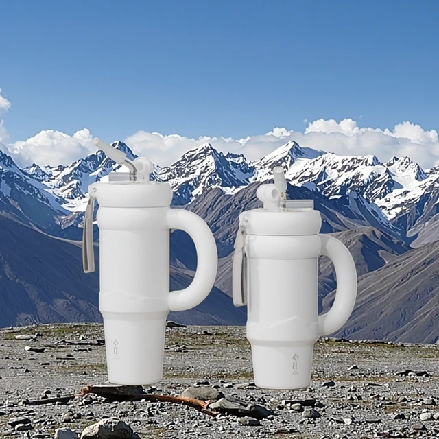 32oz Insulated Double-Wall Vacuum Flask Stainless Steel Tumblers With Straw Handle Hot & Cold Beverage Solution
