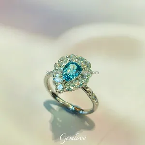 In Stock! 1.21ct PT950 Lab Paraiba Ring - 4.1g Classic Design, Women's Jewelry for Engagement