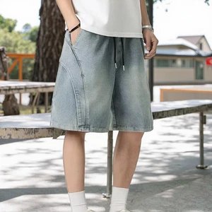 Men's New Mid-Waist Casual Straight Denim Shorts Three-Dimensional Loose-Leaf Design CUSTOMIZED R&D Wholesale Sample