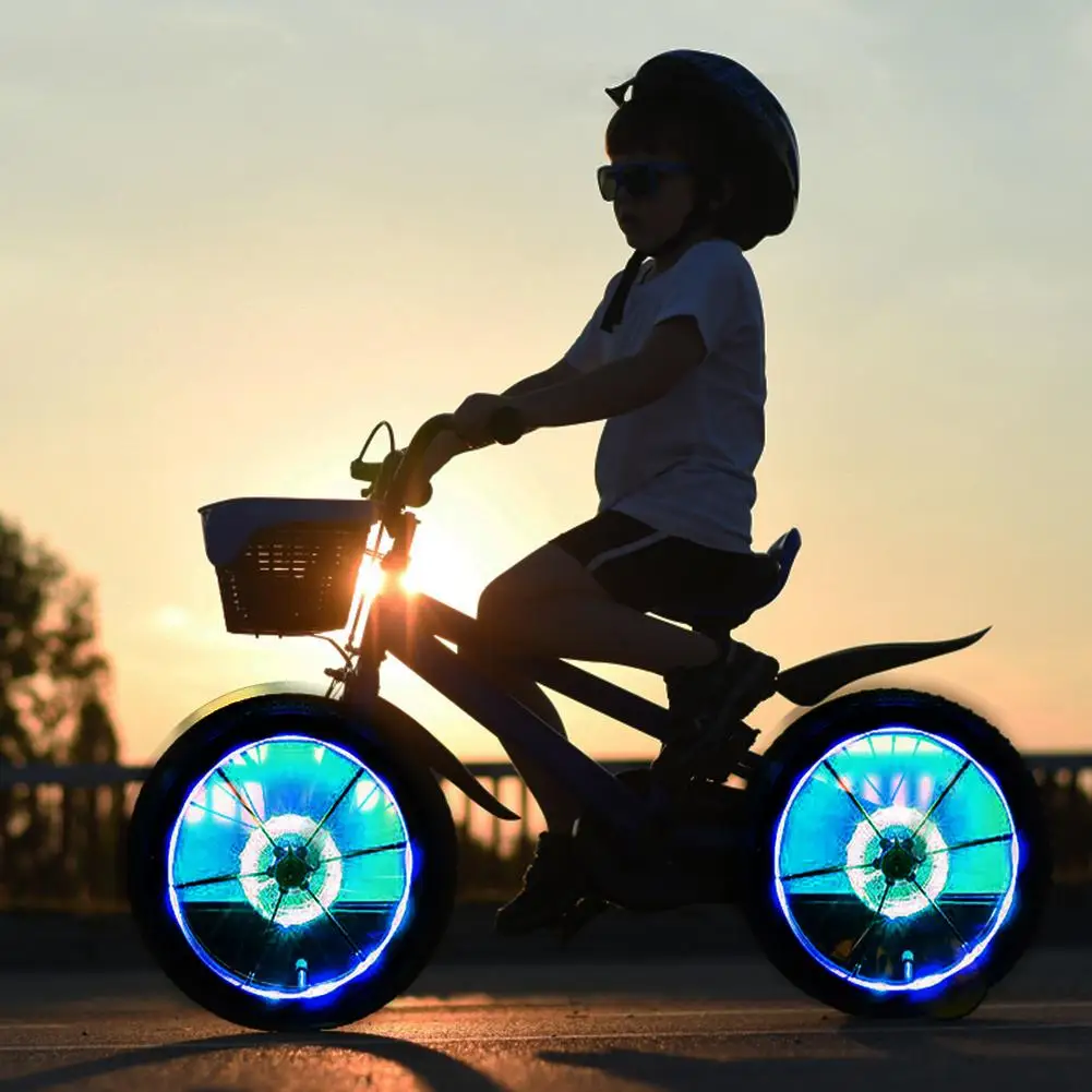 Smart Bicycle Wheel Lamp LED Neon Bike Spoke Light 7 Color 18 Modes Flash Rechargeable Kid Balance Bike Light Riding Accessories