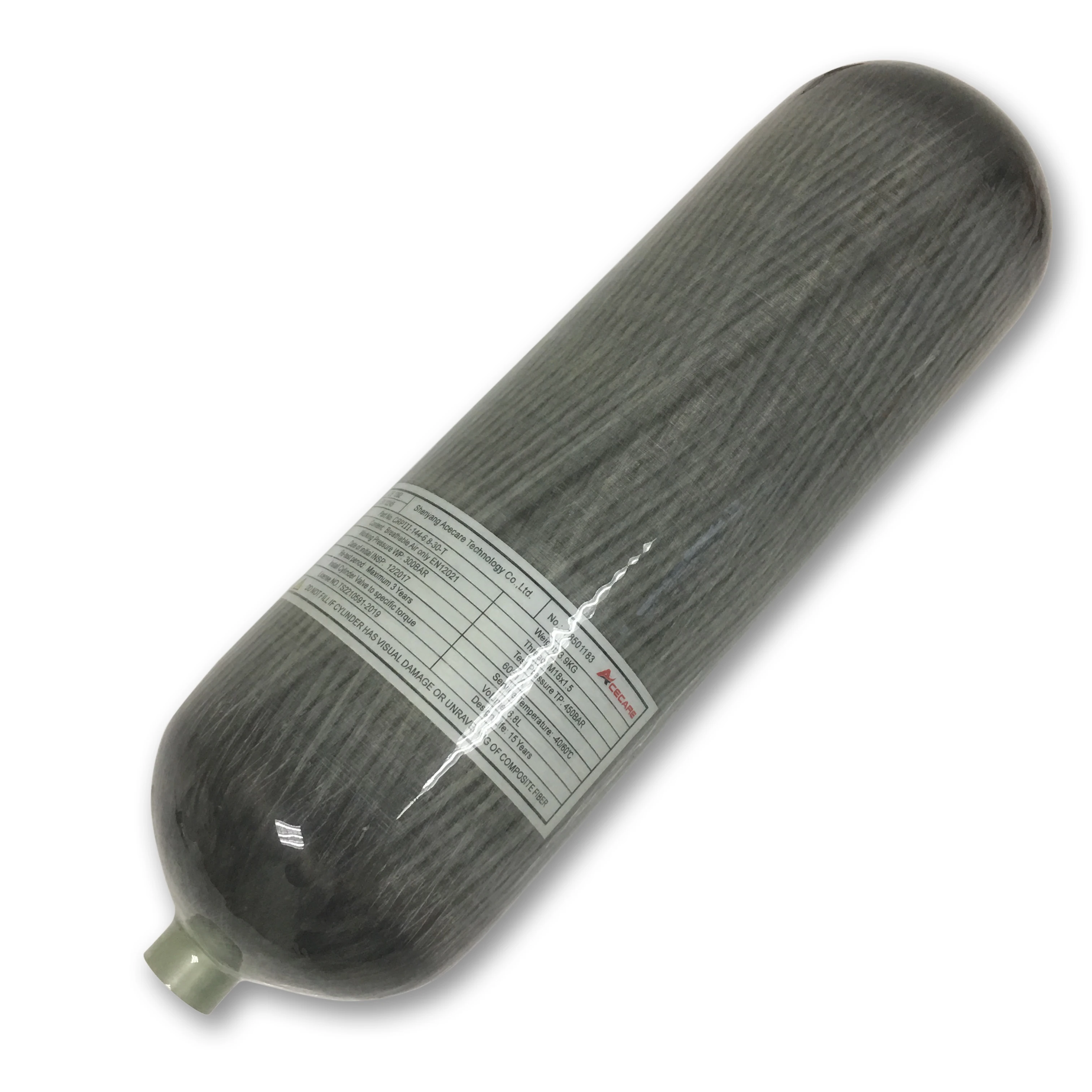 AC168201 Acecare 6 8L CE 4500Psi PCP Paintball Tank Carbon Fiber Cylinder With Valve
