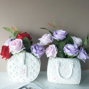 J2106 New Design DIY Fashion Women L V Handbag Vase Mould Large Size Luxury Handbag Flower Pot Silicone Mold
