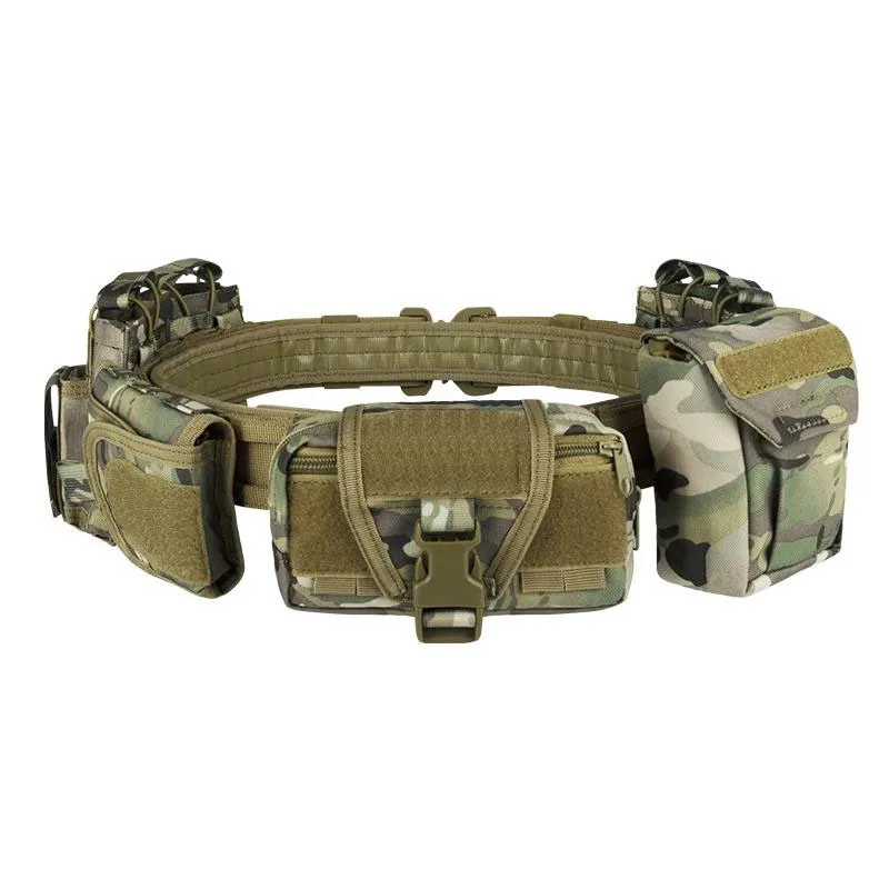 Multifunctional Tactic Waist Belt Adjustable Tactical Belt with Detachable Pouch Quick Release Buckle for Outdoor Activities
