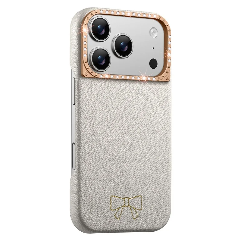 Fashion Magnetic PU Leather Girl Phone Cases for iPhone 17 15 16 Pro Max 17 Air With Metal Diamond Camera Frame Shockproof Cover