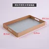 Large glass dish with beech wood flat handle, 45*30*4.5 cm.