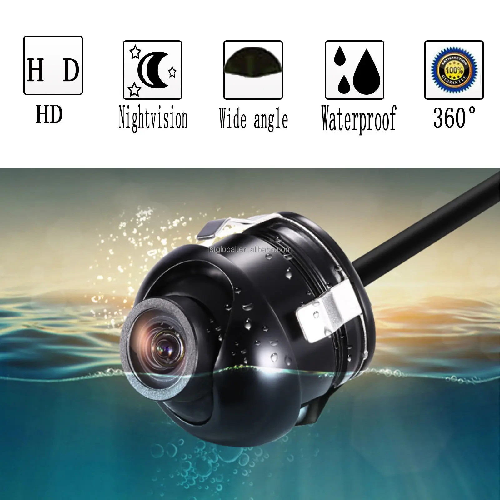 Small Rear Camera Rear Cam Waterproof Backup Reversing Camera 18.5mm HD 170 Degree Wide ...