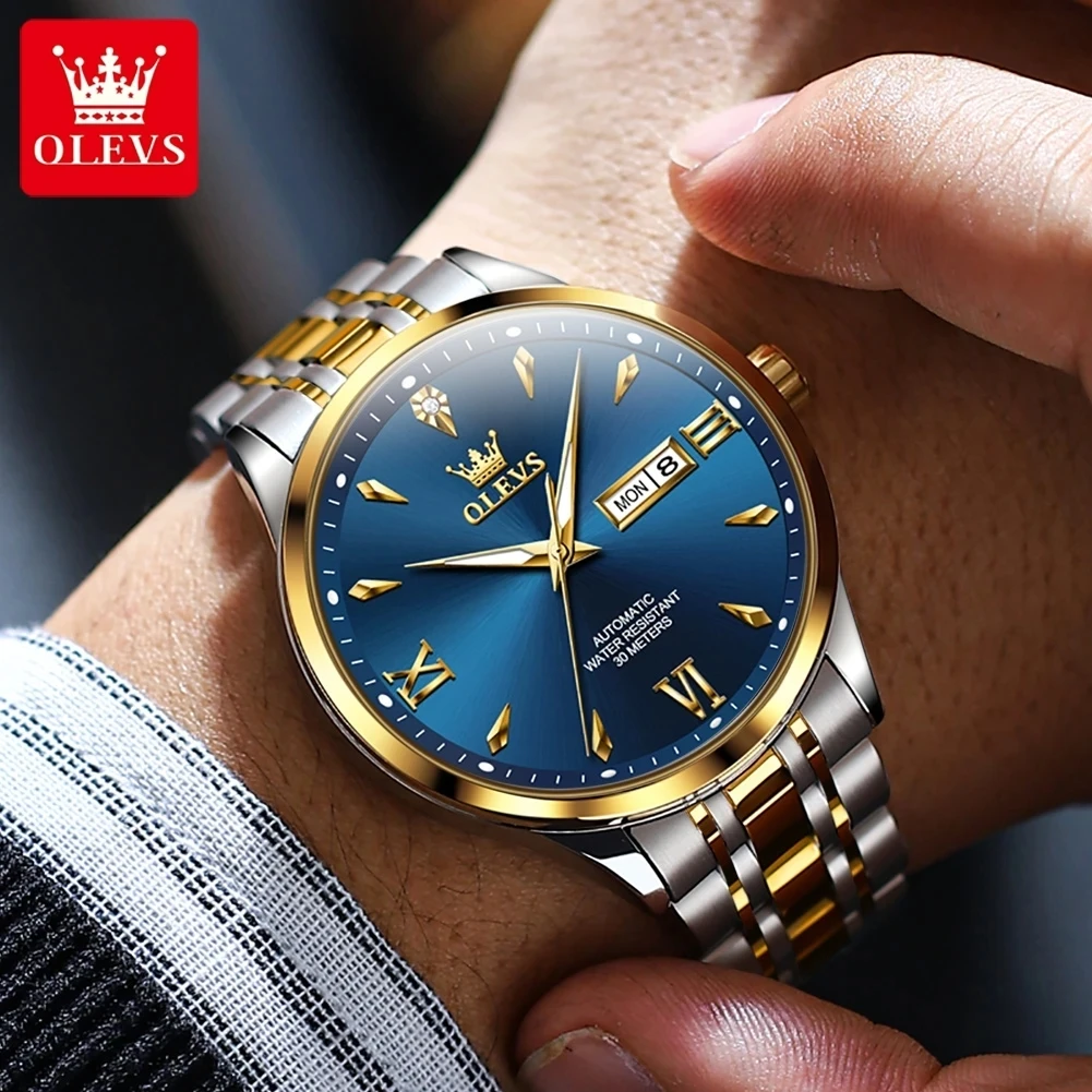 OLEVS. 1 pezzo Orologio da uomo di moda e lusso in acciaio inossidabile