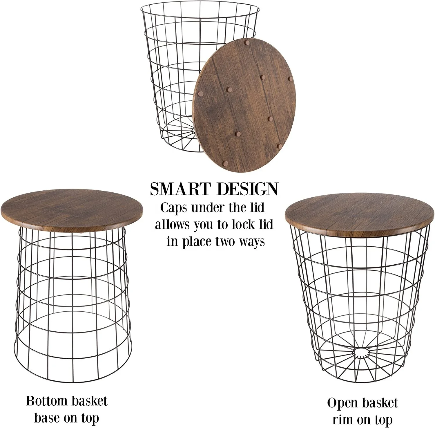Arritec Living Room End Storage New Modern Nesting Coffee Table Wire