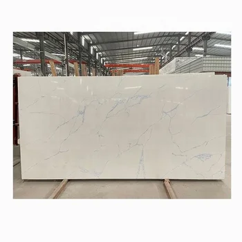 white calacatta stone marble slab tile artificial quartz with light blue veins for shower wall panel