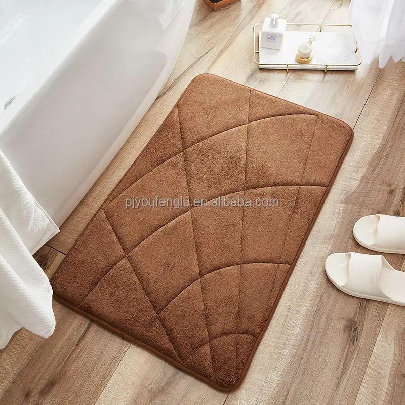 Factory Wholesale Customised Coral Velvet Anti Slip Environmental Protection Bath Mat Memory Foam Bathroom Mat