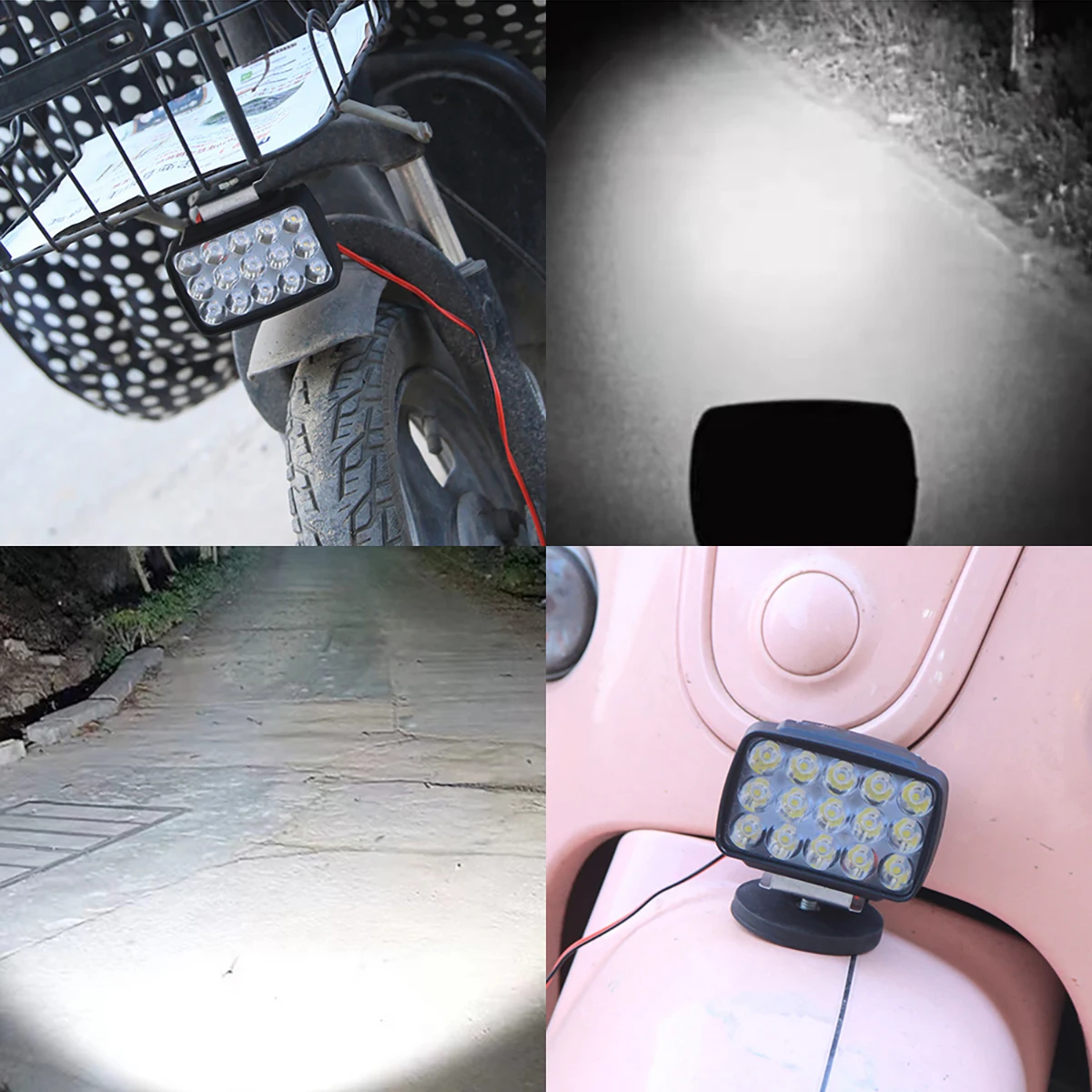 Motorcycle Spotlight Fog Lamp 18/15LED Rectangular Universal Moto for  Motorcycle Fog Light Headlight