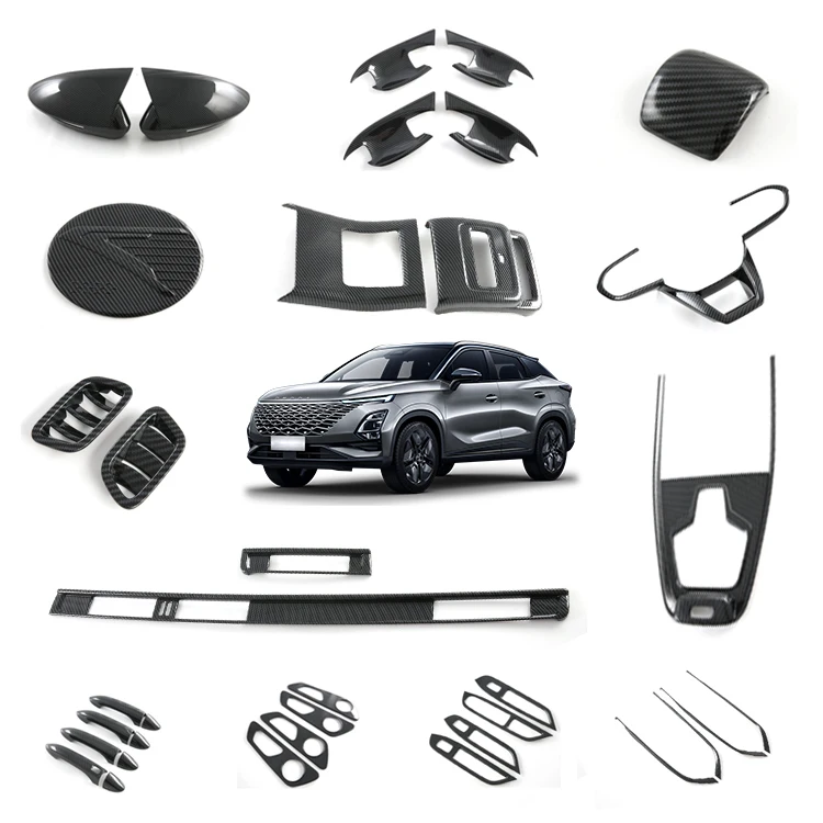 Bilaccessoarer för Chery OMODA 5, inre och yttre, i ABS med kolfiberdesign, modifierad dekoration, skydd, lister, bilaccessoar