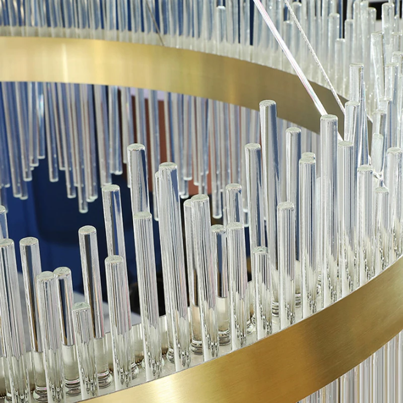 Simple Creative Type Design Balcony Silver Crystal Led Chandelier Pendant Light