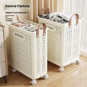 Large Capacity Foldable Plastic Dirty Laundry Basket for Bathroom for Storing Dirty Clothes and Changing Clothes