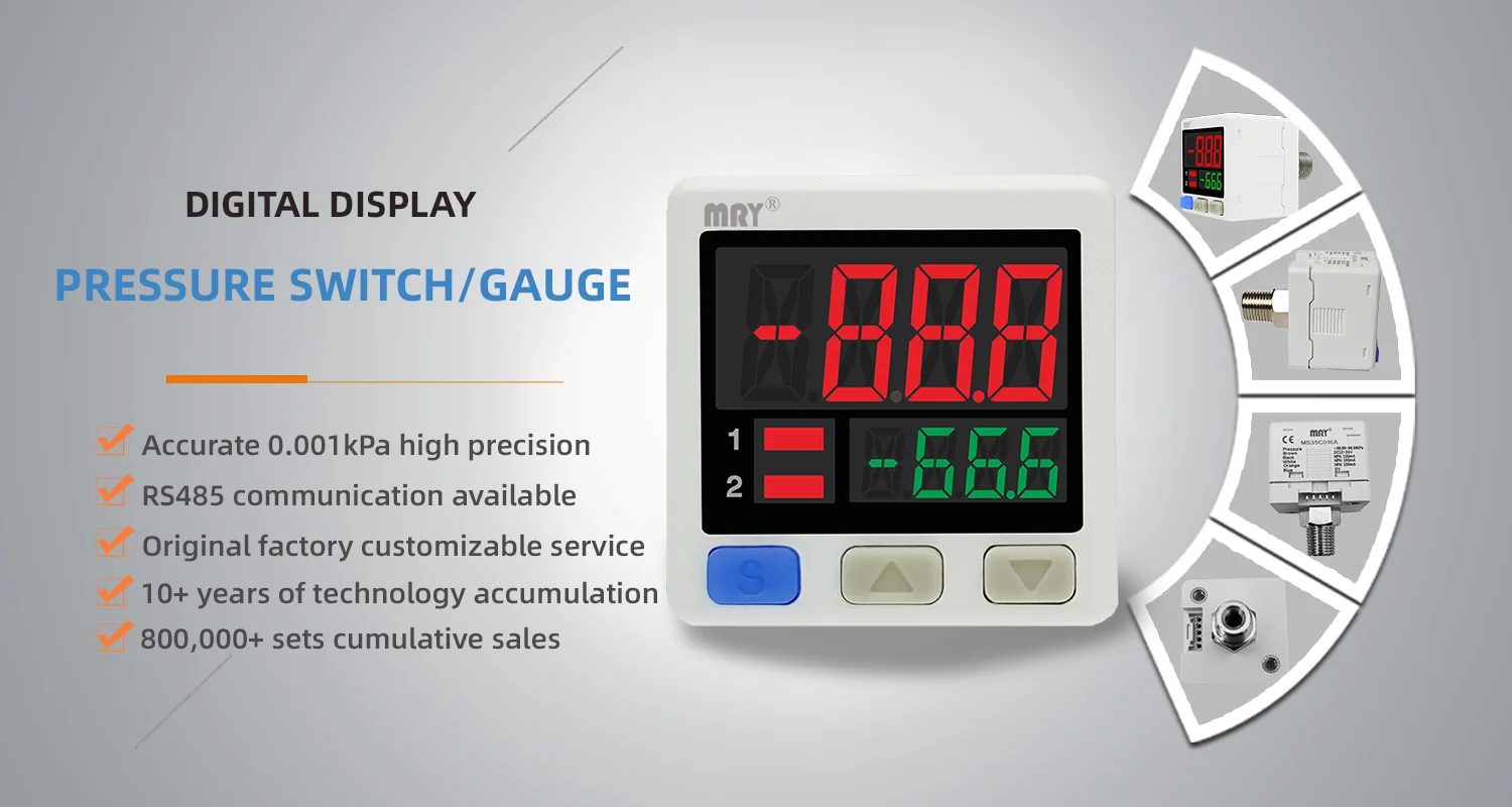 High Precision Digital Pressure Switch 485 Communication Positive And Negative Vacuum Pressure