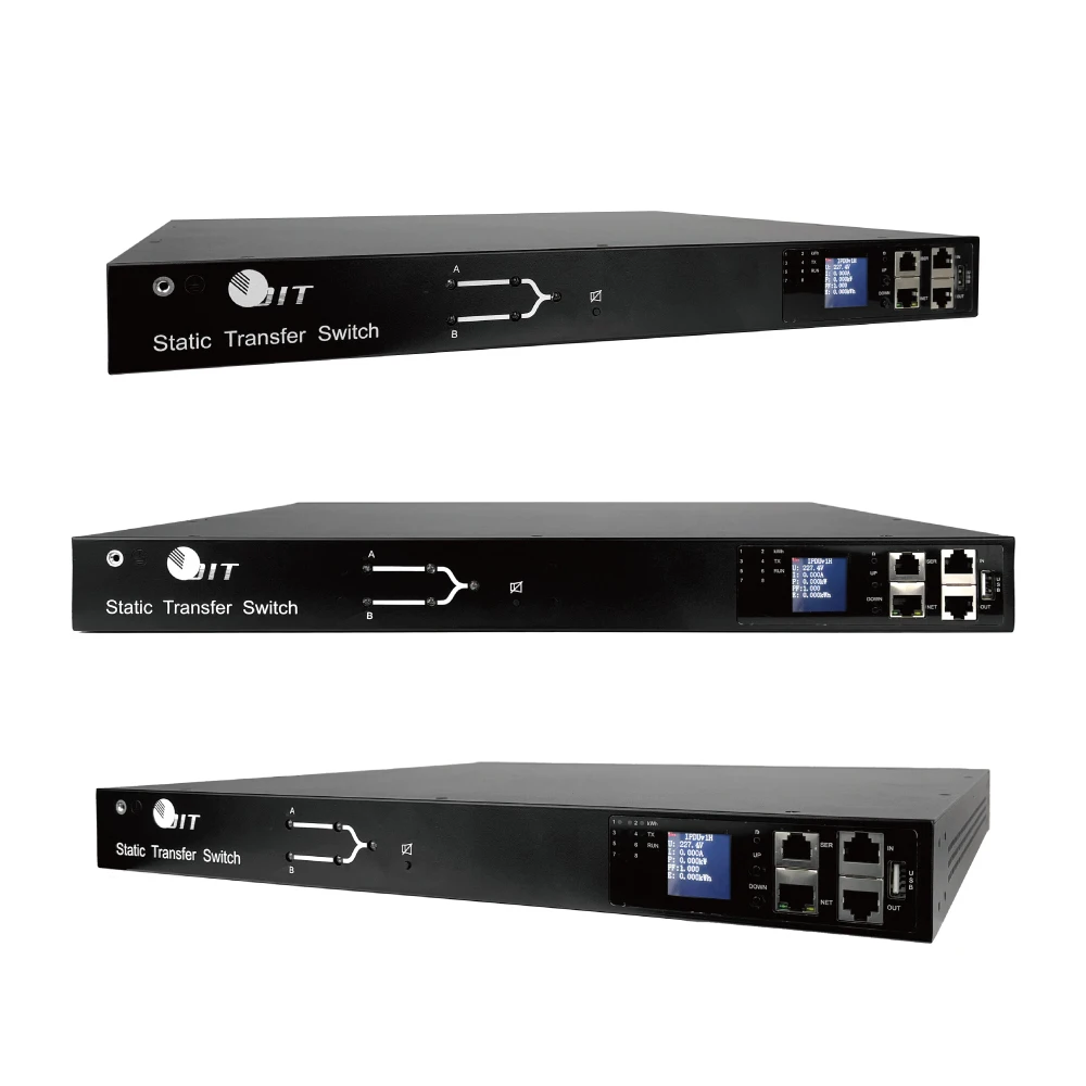 Durable 1U Single-phase Static Transfer Switch IEC60227 220v Alarm Function STS 19 Inch Rack Type Mount Switch for Data Center