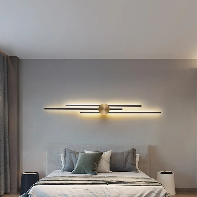Surface Mount Minimalist LED Long Wall Light Nordic Indoor Copper Wall Lamps for Living Room Aisle Decoration Lighting