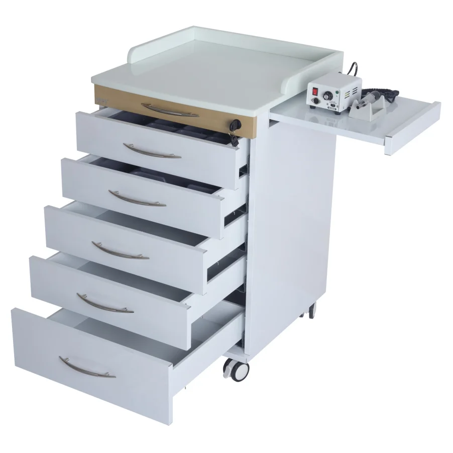 Dental Mobile Stainless Steel With Five Drawers and