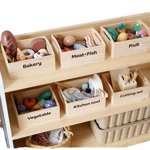 Montessori Wooden Cutting Toy Set Kitchen Food Game Kitchen Simulation Parent-child Educational Toys for Kids Toddler Boys Girls