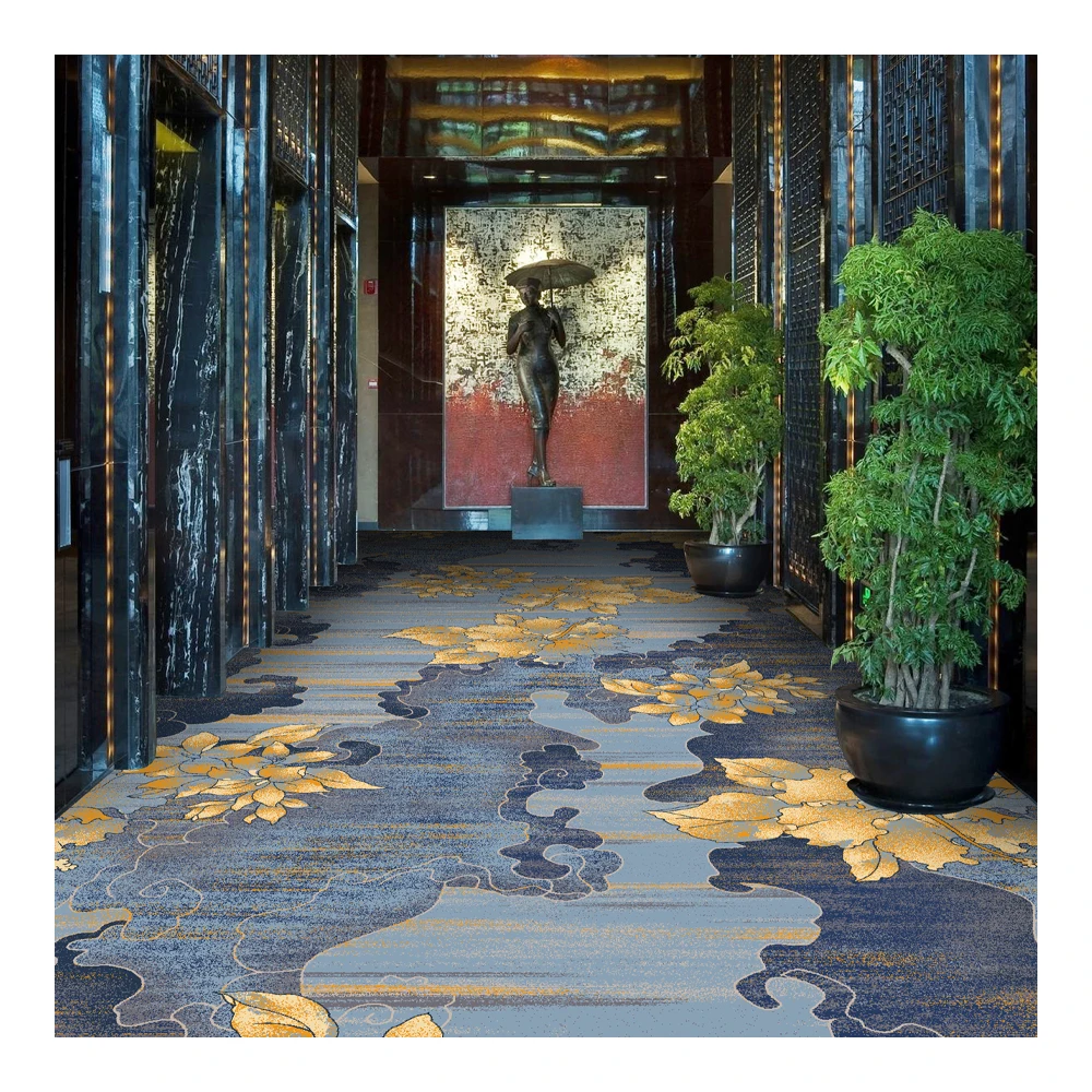 Machine Printed 100% Nylon Wall to Wall Carpet High End Hotel Hall Customized Modern Design Large Size Carpet for Restaurant