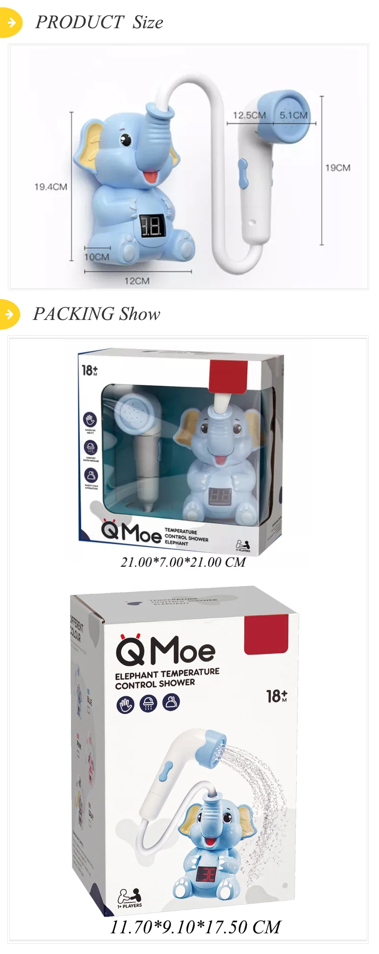 Elephant Shower Head Temperature Sprinkler Toddler Bath Toys Buy