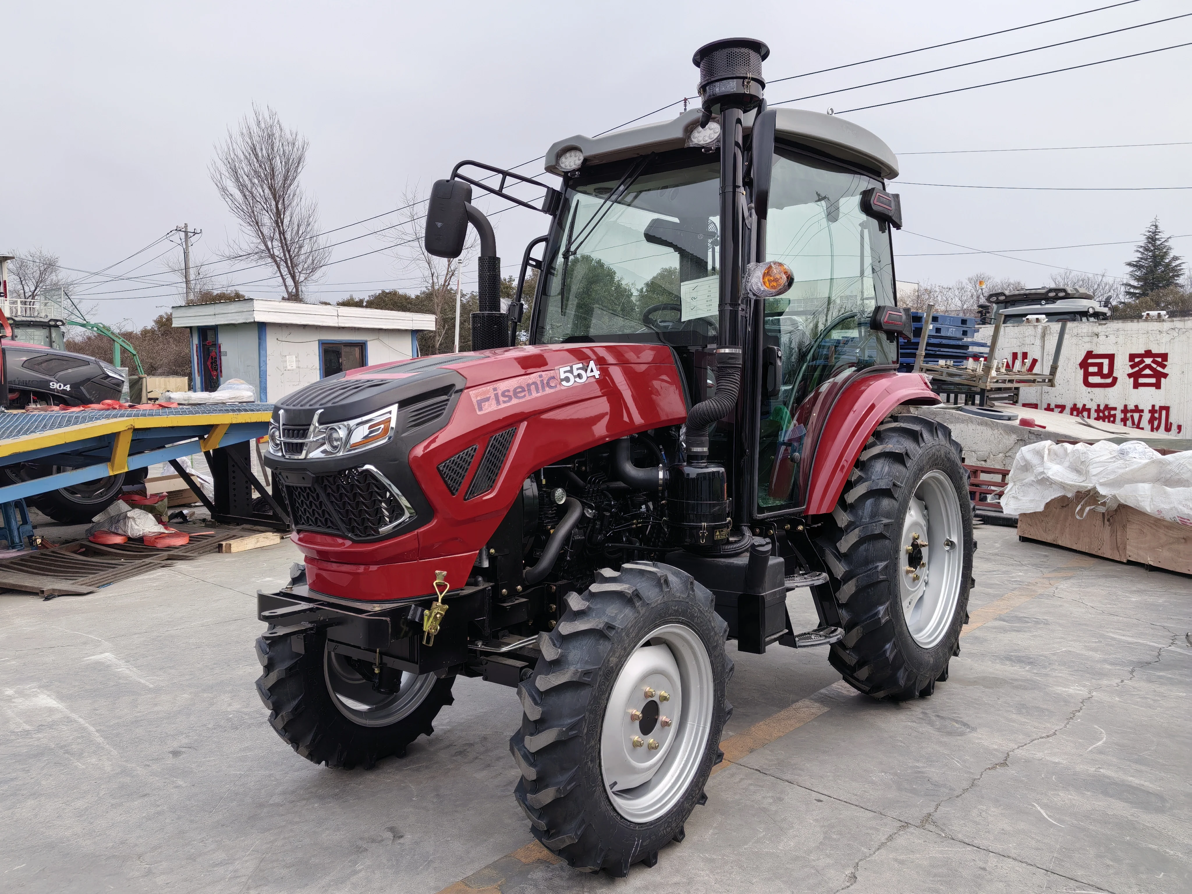 Foton 554 Model 4x4WD Multifunctional Tractor New Condition 50hp Diesel Engine 80hp Rated Power Red Cabin with Iseki Gearbox