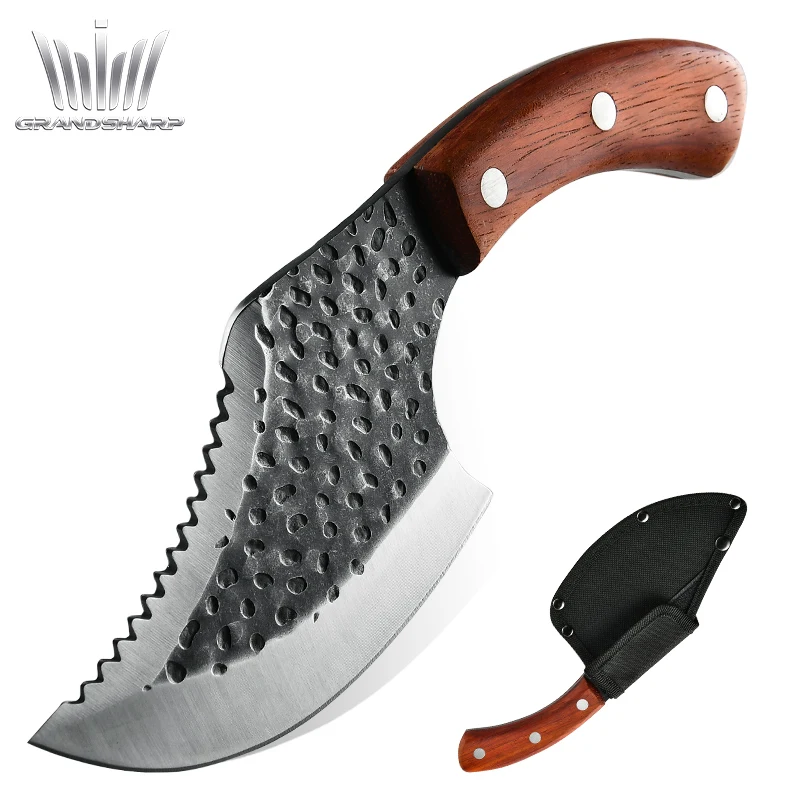 6 Inch Boning Knife Stainless Steel Cleaver Handmade Kitchen Knife Forged  Steel Serbian Chef Knife Outdoor Knife Tool GRANDSHARP