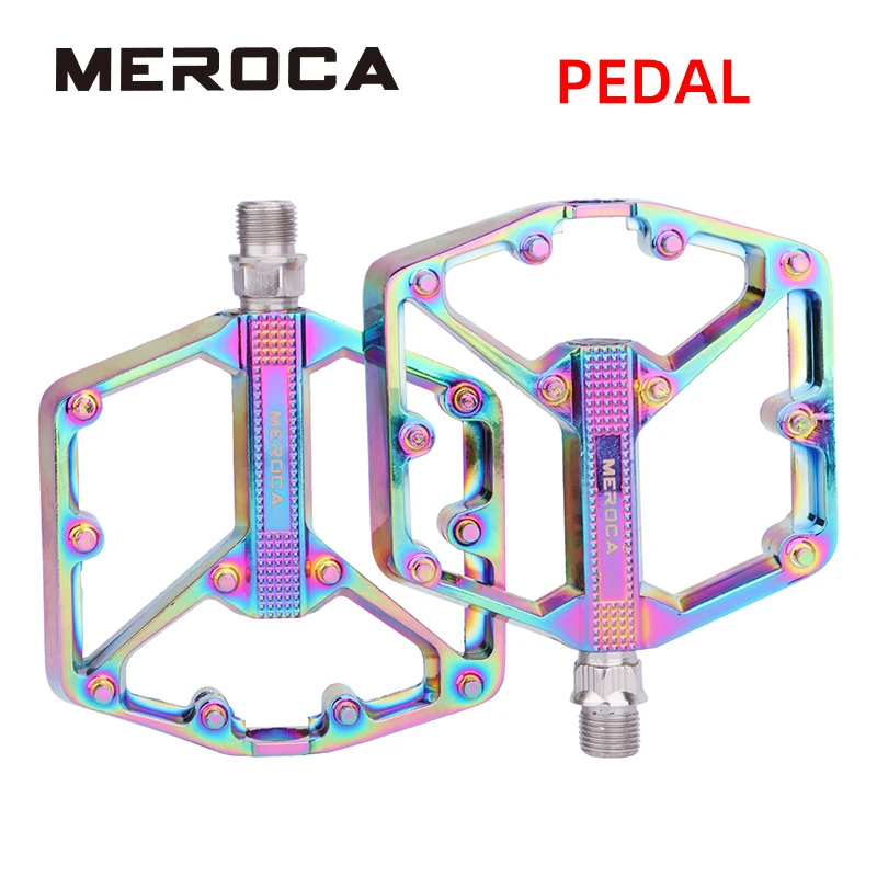 Factory Price MEROCA Bicycle Pedal Aluminum Alloy Cycling Accessories Ultra Light Widened Anti-slip Bearing MTB Road Bike Pedals