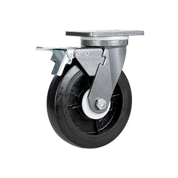 5/6/8 inch swivel rubber caster European trolley industrial furniture caster wheel swivel plate lock caster wheel