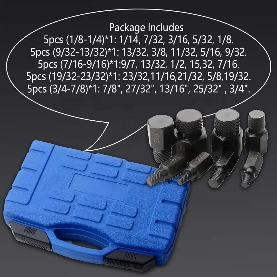 High Quality 25pcs Broken Bolt Extractor Set with Hex Shank for Resellers